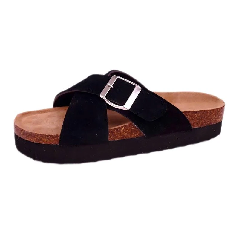 Klassieke kurk-sandalen met kruisbandplatform voor dames