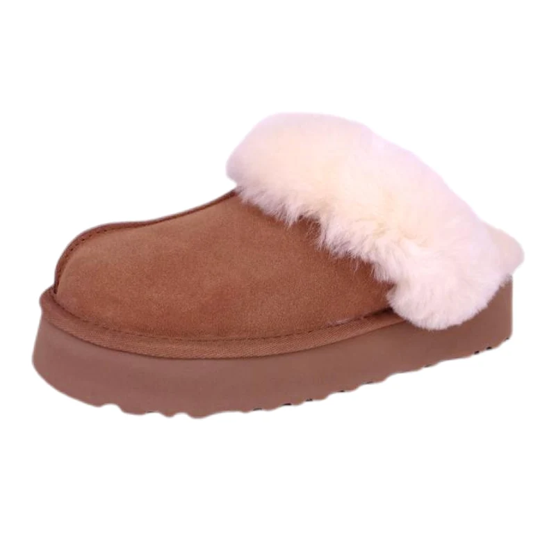 Gezellige platformslippers van echt suède voor dames